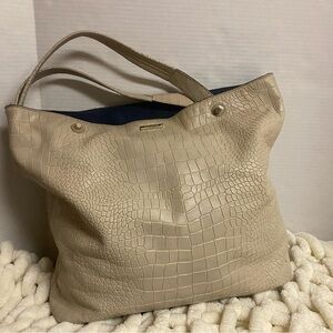 kate spade Beige Croc-Embossed Clocktower Logan Court Tote